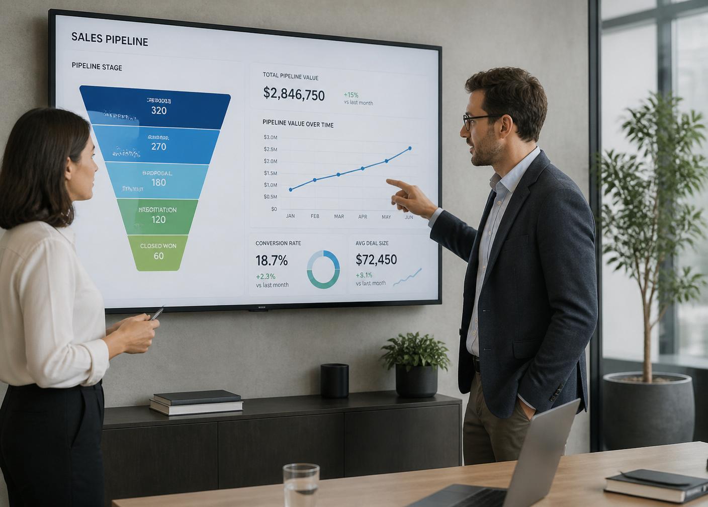 Sales team reviewing pipeline